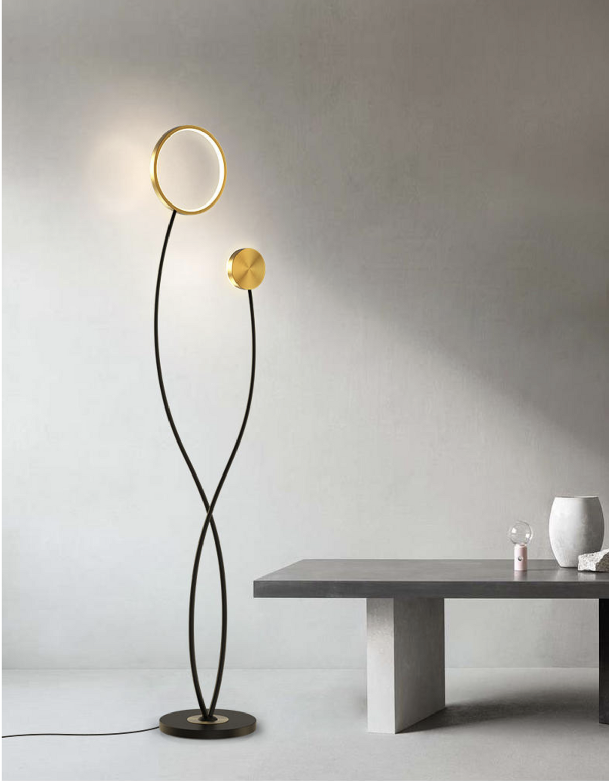 Estela Black & Gold LED Floor Lamp - Reflect Lighting