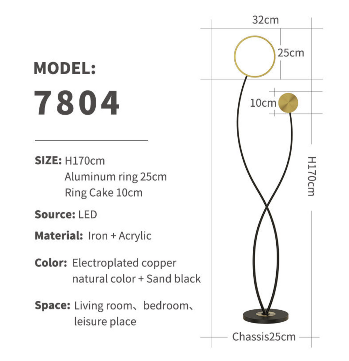Estela Black & Gold LED Floor Lamp - Reflect Lighting