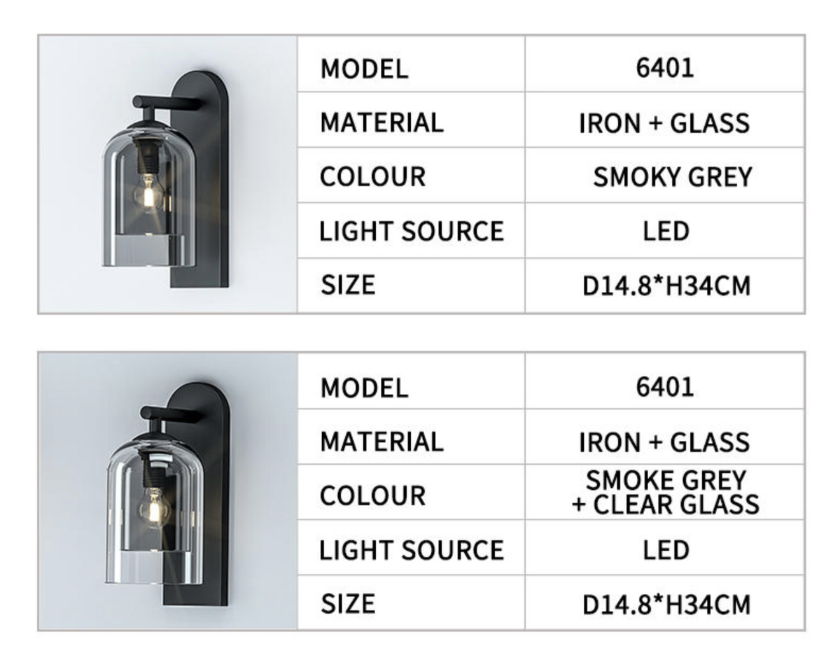 Mireille Haffner Wall Lamp- Smoky Grey/Clear/ Cognac - Reflect Lighting