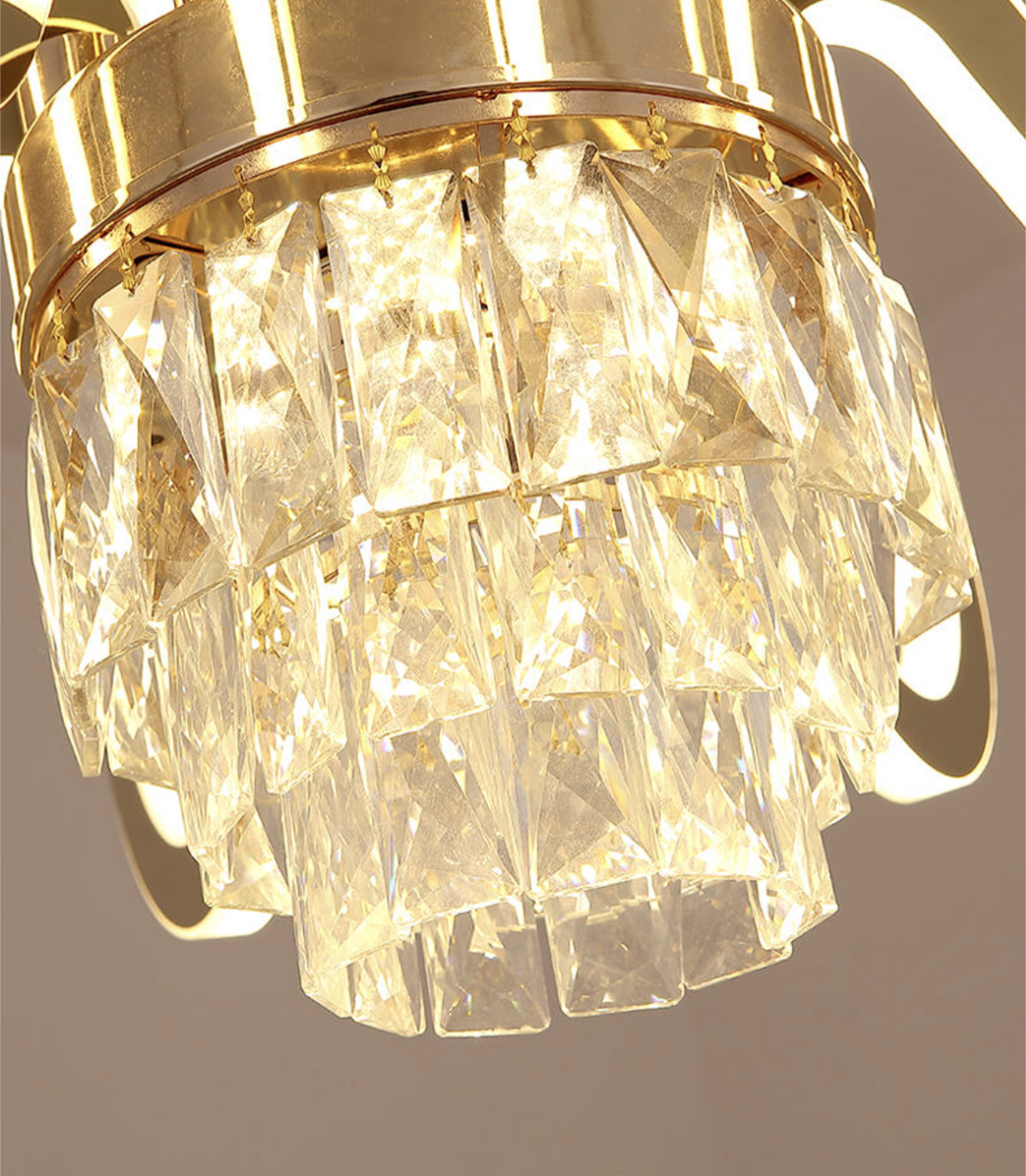 Susanna Selig Gold Mirror LED crystal Chandelier - Reflect Lighting
