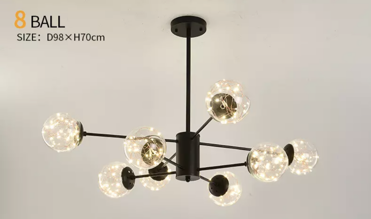 Balle Be Crystal Ball Chandelier- Gold/Black - Reflect Lighting