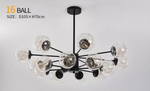 Balle Be Crystal Ball Chandelier- Gold/Black - Reflect Lighting