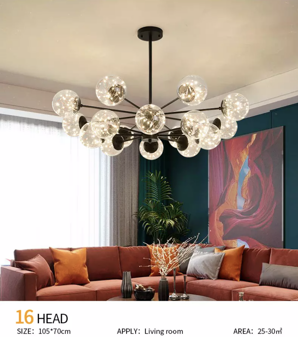 Balle Be Crystal Ball Chandelier- Gold/Black - Reflect Lighting