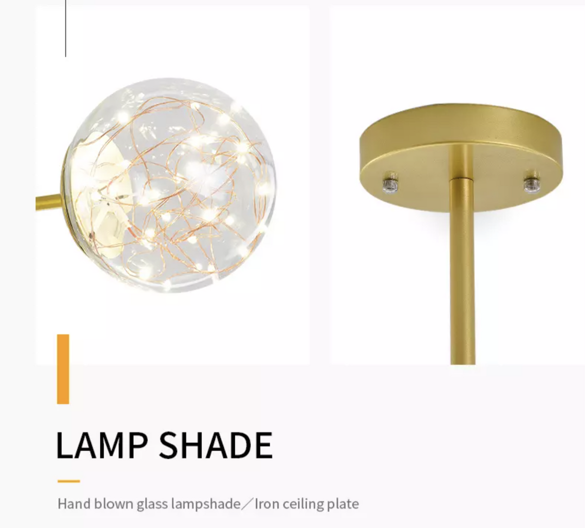 Balle Be Crystal Ball Chandelier- Gold/Black - Reflect Lighting