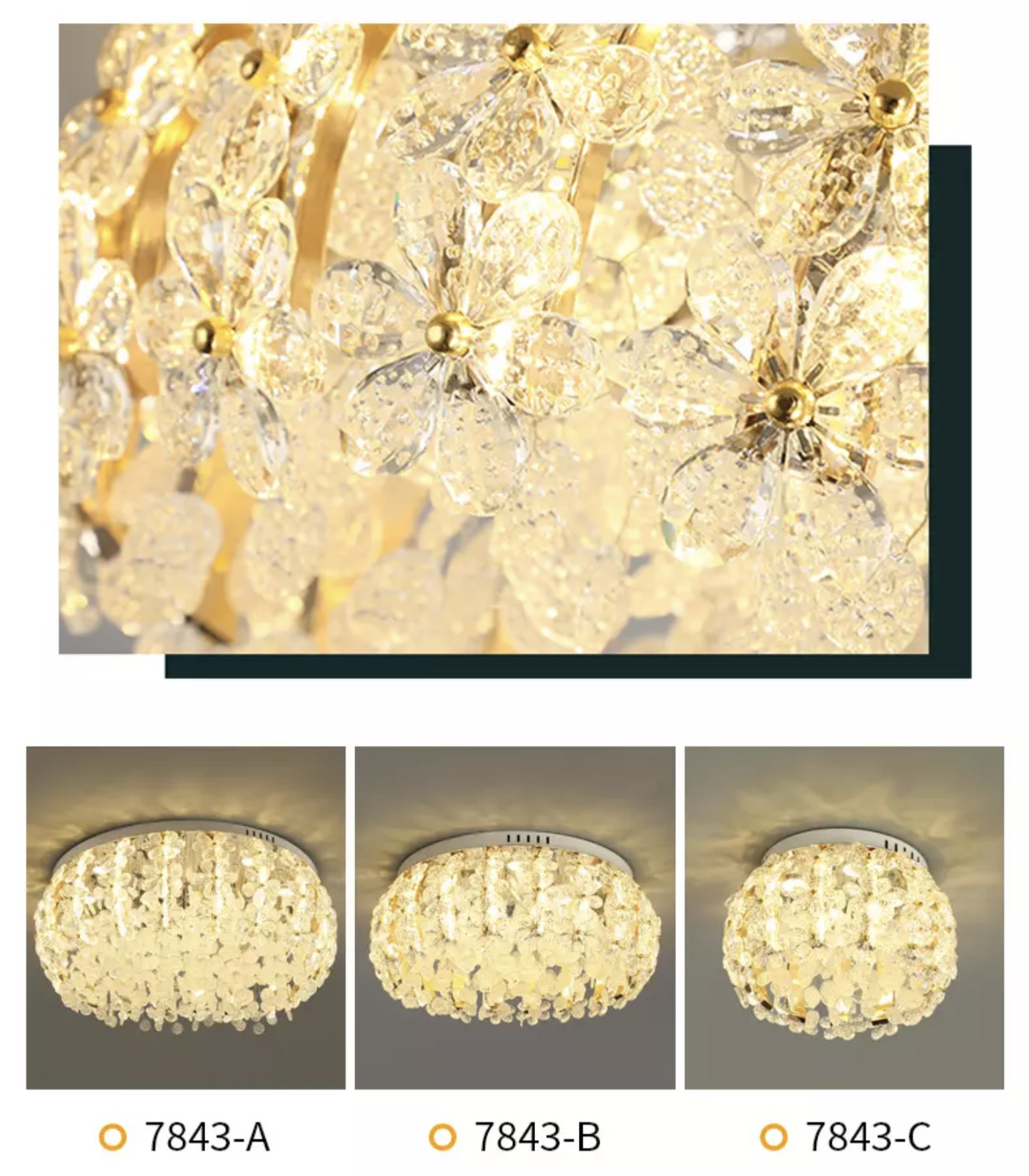 Salazar Flower Crystal Chrome Ceiling Chandelier - Reflect Lighting