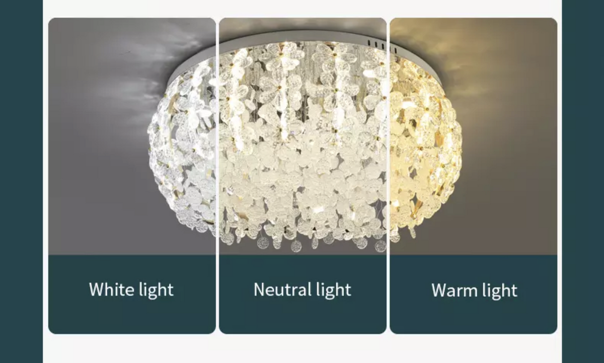 Salazar Flower Crystal Chrome Ceiling Chandelier - Reflect Lighting