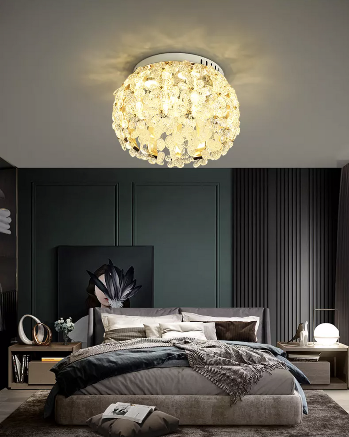 Salazar Flower Crystal Chrome Ceiling Chandelier - Reflect Lighting