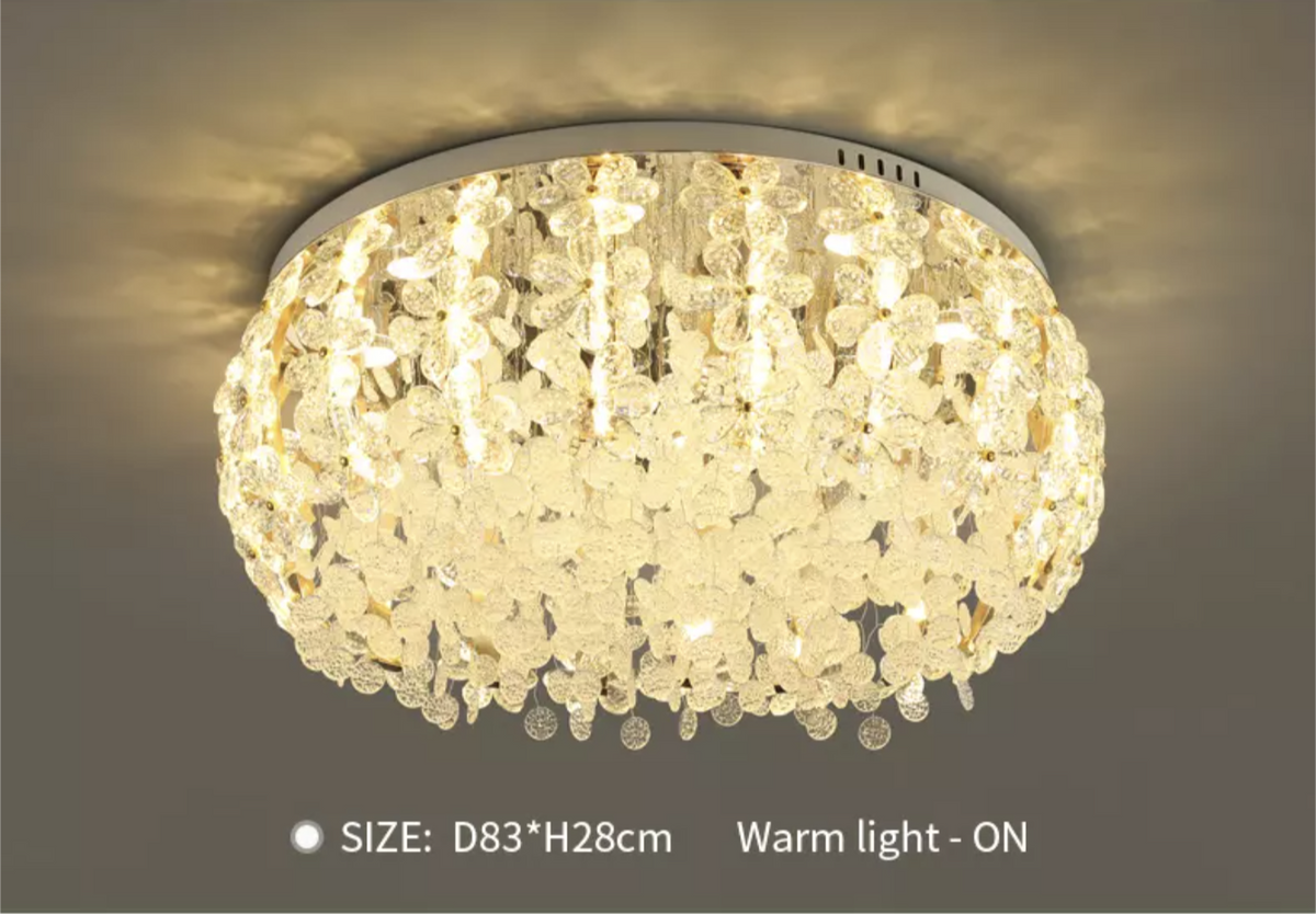 Salazar Flower Crystal Chrome Ceiling Chandelier - Reflect Lighting