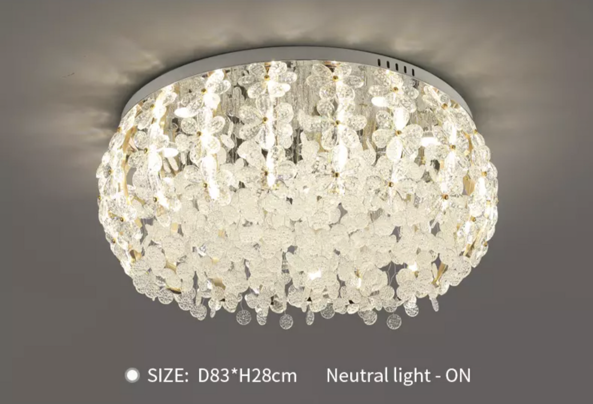 Salazar Flower Crystal Chrome Ceiling Chandelier - Reflect Lighting