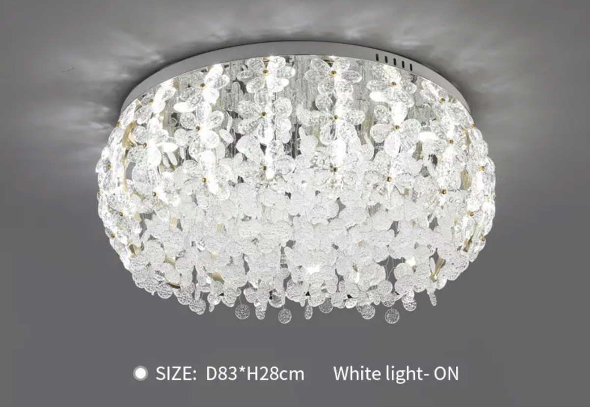 Salazar Flower Crystal Chrome Ceiling Chandelier - Reflect Lighting
