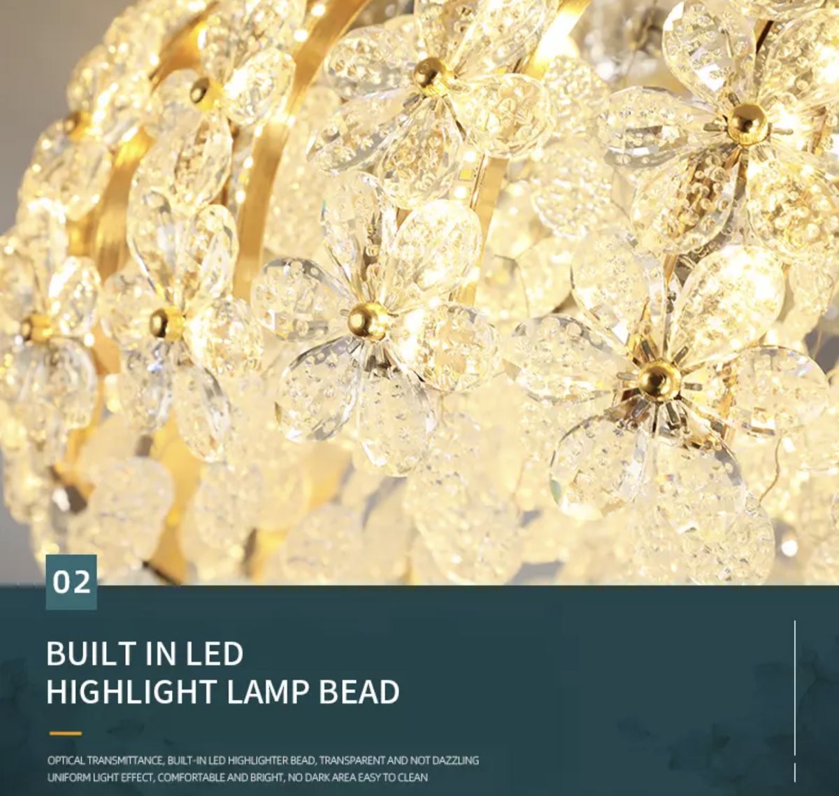 Salazar Flower Crystal Chrome Ceiling Chandelier - Reflect Lighting