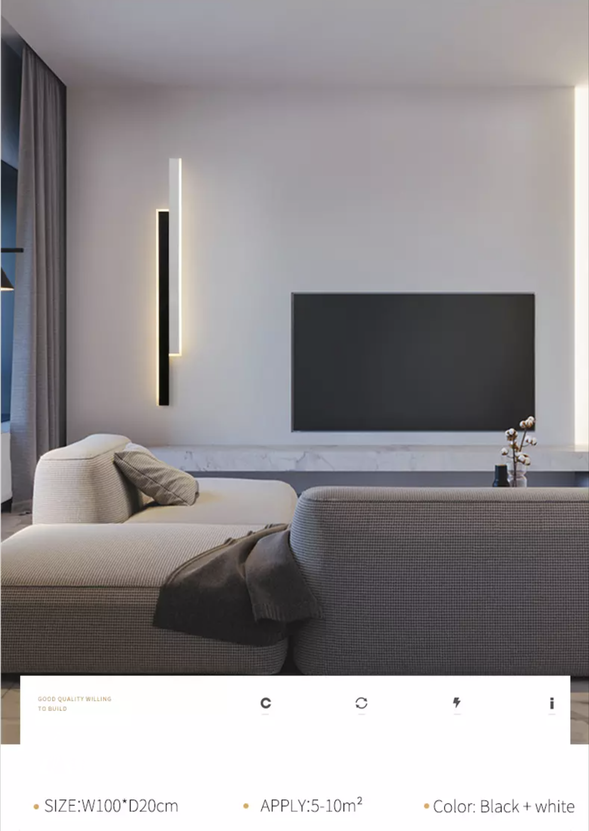 Towanda Sand Black Iron Wall Lamp- Gold/White - Reflect Lighting