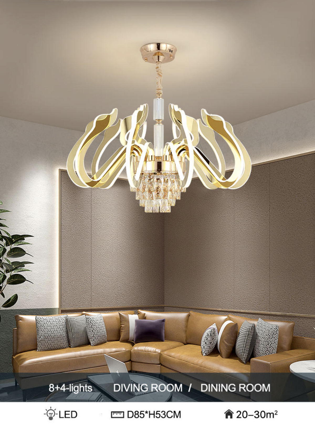Susanna Selig Gold Mirror LED crystal Chandelier - Reflect Lighting