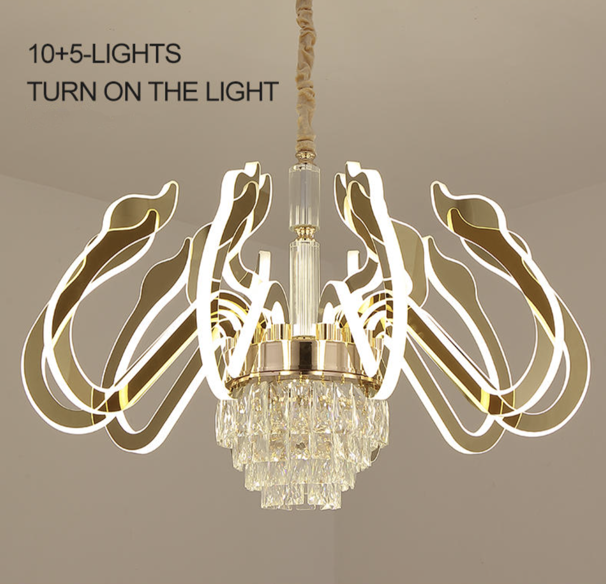 Susanna Selig Gold Mirror LED crystal Chandelier - Reflect Lighting