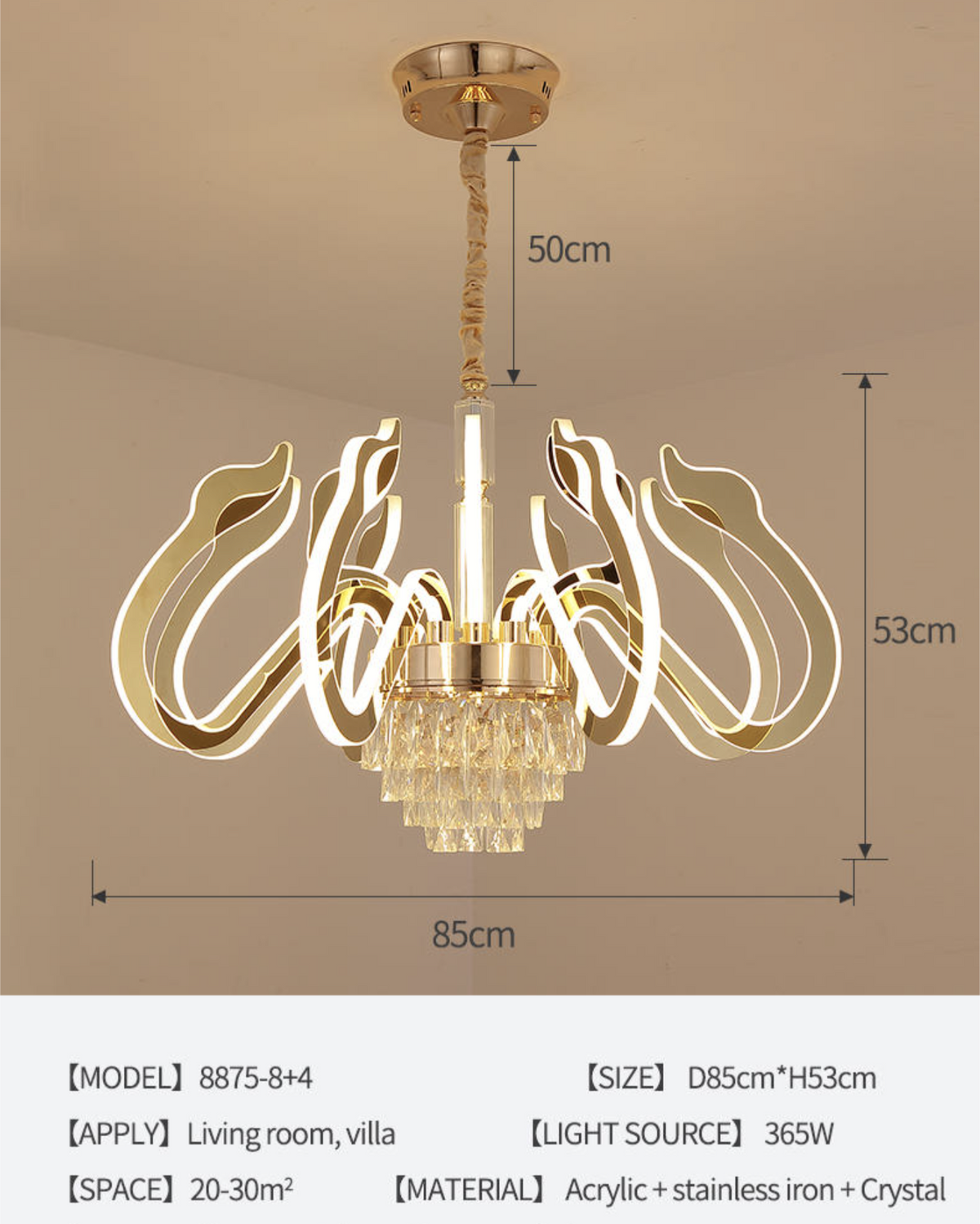 Susanna Selig Gold Mirror LED crystal Chandelier - Reflect Lighting