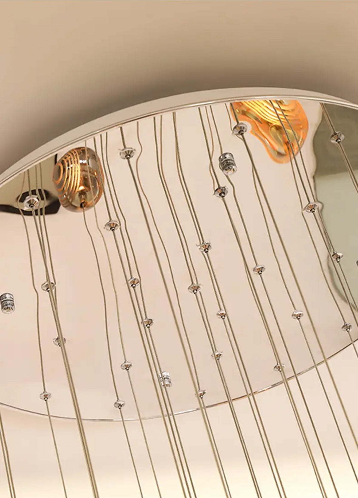 Eclipse Halo Staircase Chandelier-Smokey Grey, Cognac & Transparent