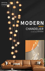 Eclipse Halo Staircase Chandelier-Smokey Grey, Cognac & Transparent