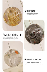 Eclipse Halo Staircase Chandelier-Smokey Grey, Cognac & Transparent