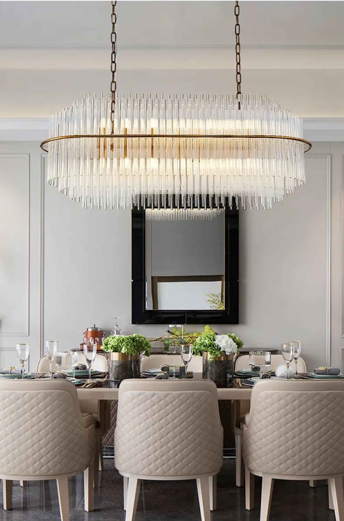 Mallery Barti Crystal Chandelier-Round/Rectangle