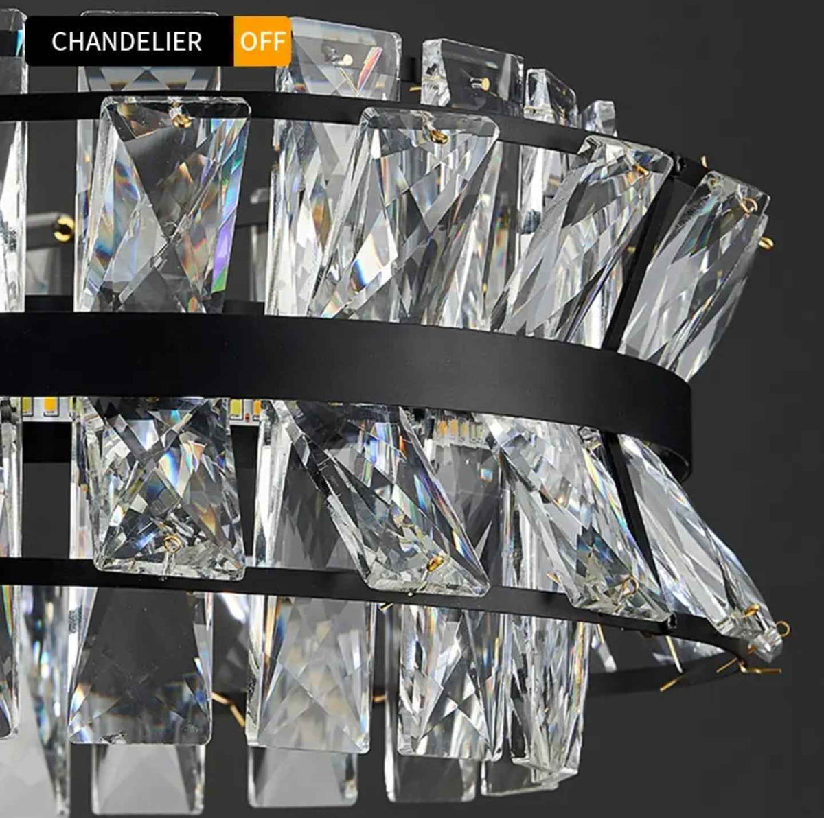 Muscato Antebi Gold/Black Chandelier- Round/Rectangular