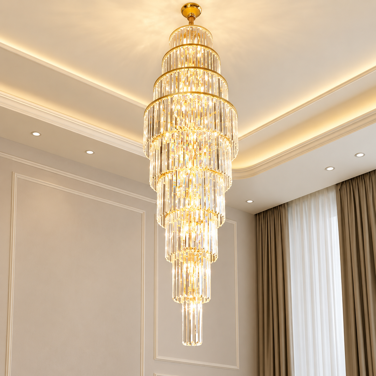 Large Tower Classic Crystal Chandelier