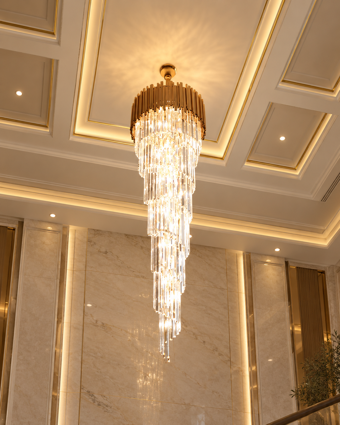 Metal Large Spiral Glass Chandelier