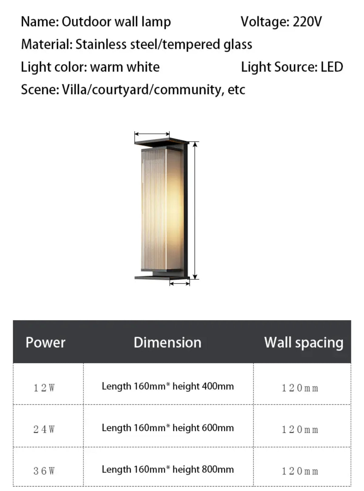 Midlothian Darena Black Outdoor Wall Lamp