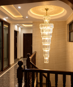 Long Crystal Chandelier Gold