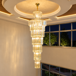 Long Crystal Chandelier Gold