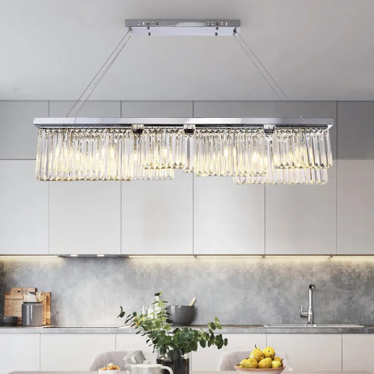 Chrome Rectangle Crystal Chandelier