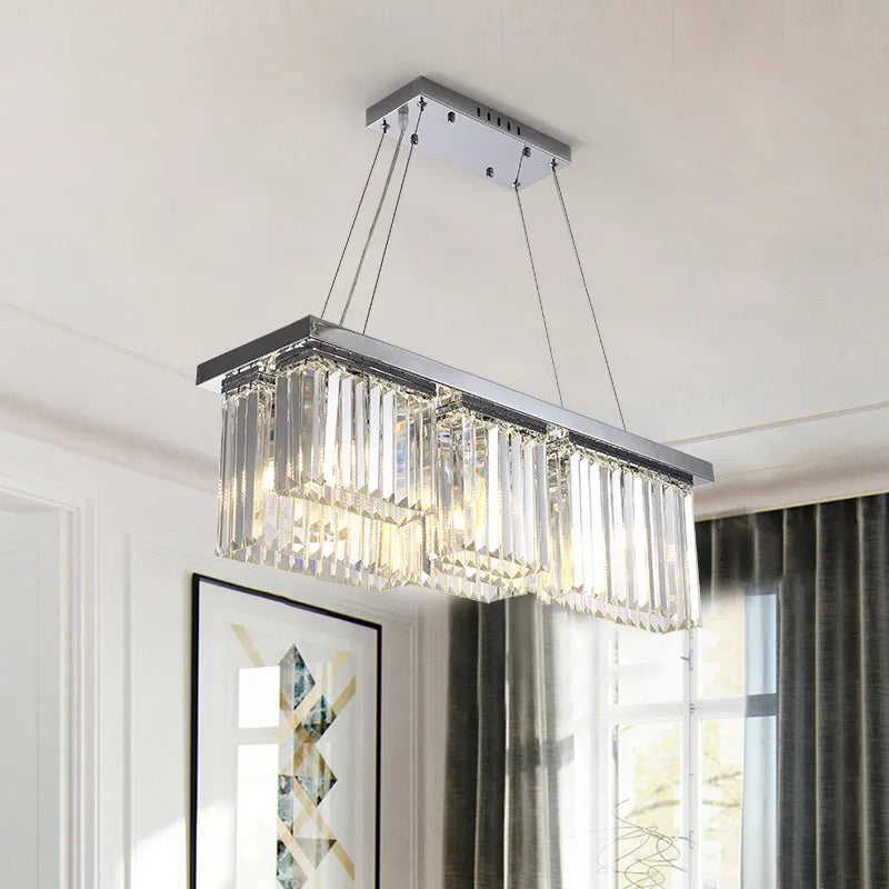 Chrome Rectangle Crystal Chandelier