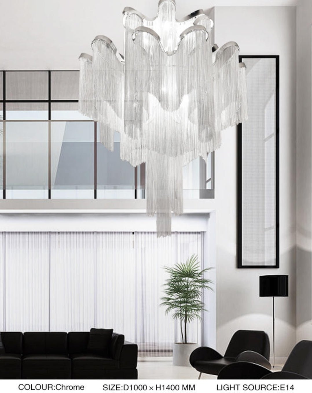 Iron Large Long Metal Chandelier-Gold/Chrome - Reflect Lighting