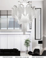 Iron Large Long Metal Chandelier-Gold/Chrome - Reflect Lighting