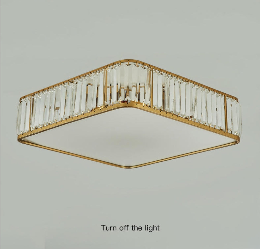 Brent Square Crystal Ceiling Light-Gold - Reflect Lighting