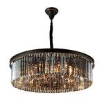 Smoke Grey Circular Crystal Flat Chandelier - Reflect Lighting