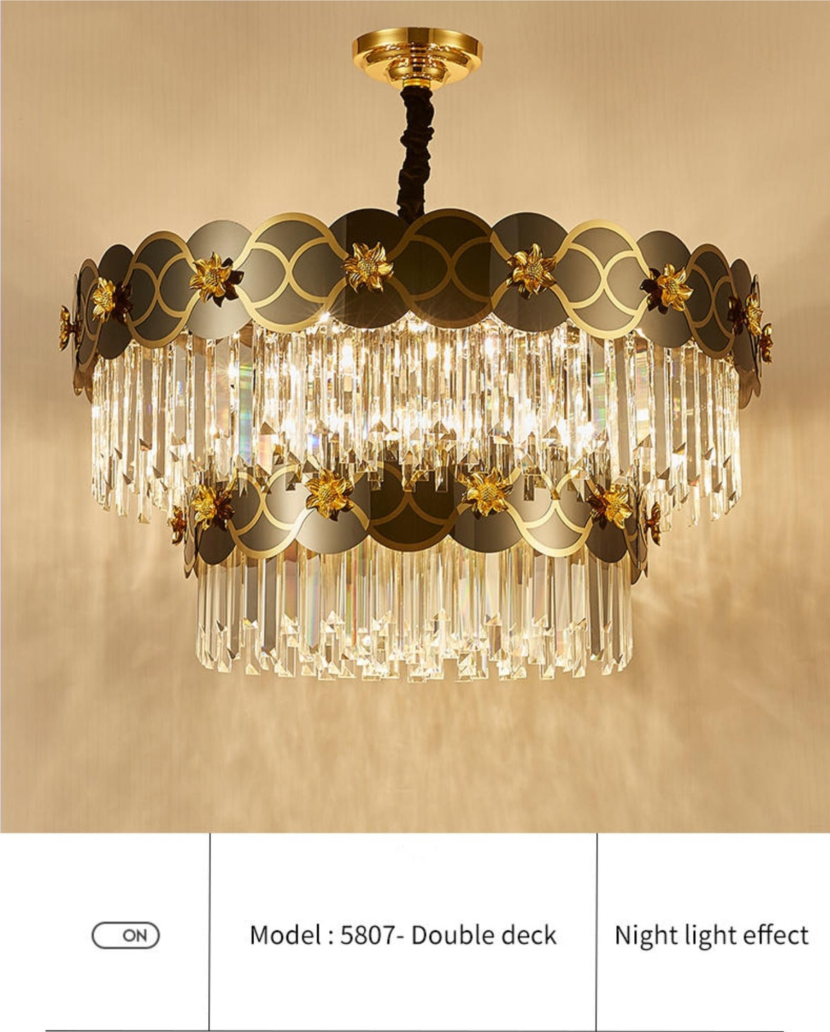 Orchard Chandelier Golden Lisianthus - Round/Rectangle - Reflect Lighting