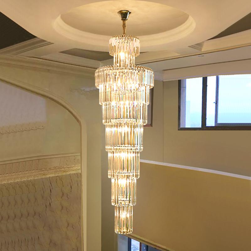 Long Crystal Chandelier Gold - Reflect Lighting