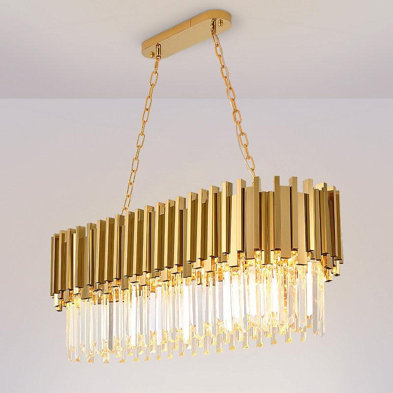 Crystal Steel Gold Chandelier - Reflect Lighting
