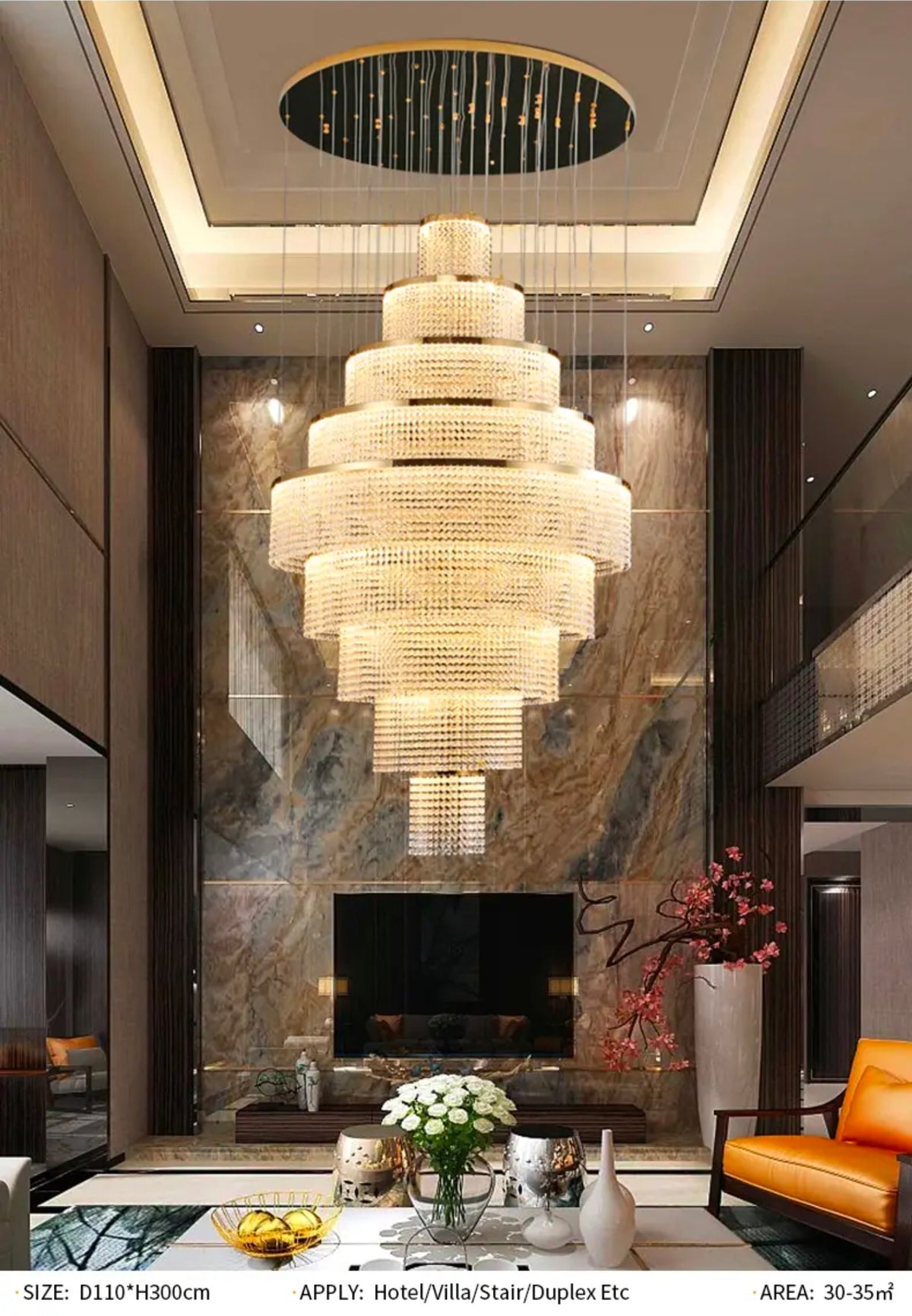 Aayan Allysha Gold Crystal Chandelier