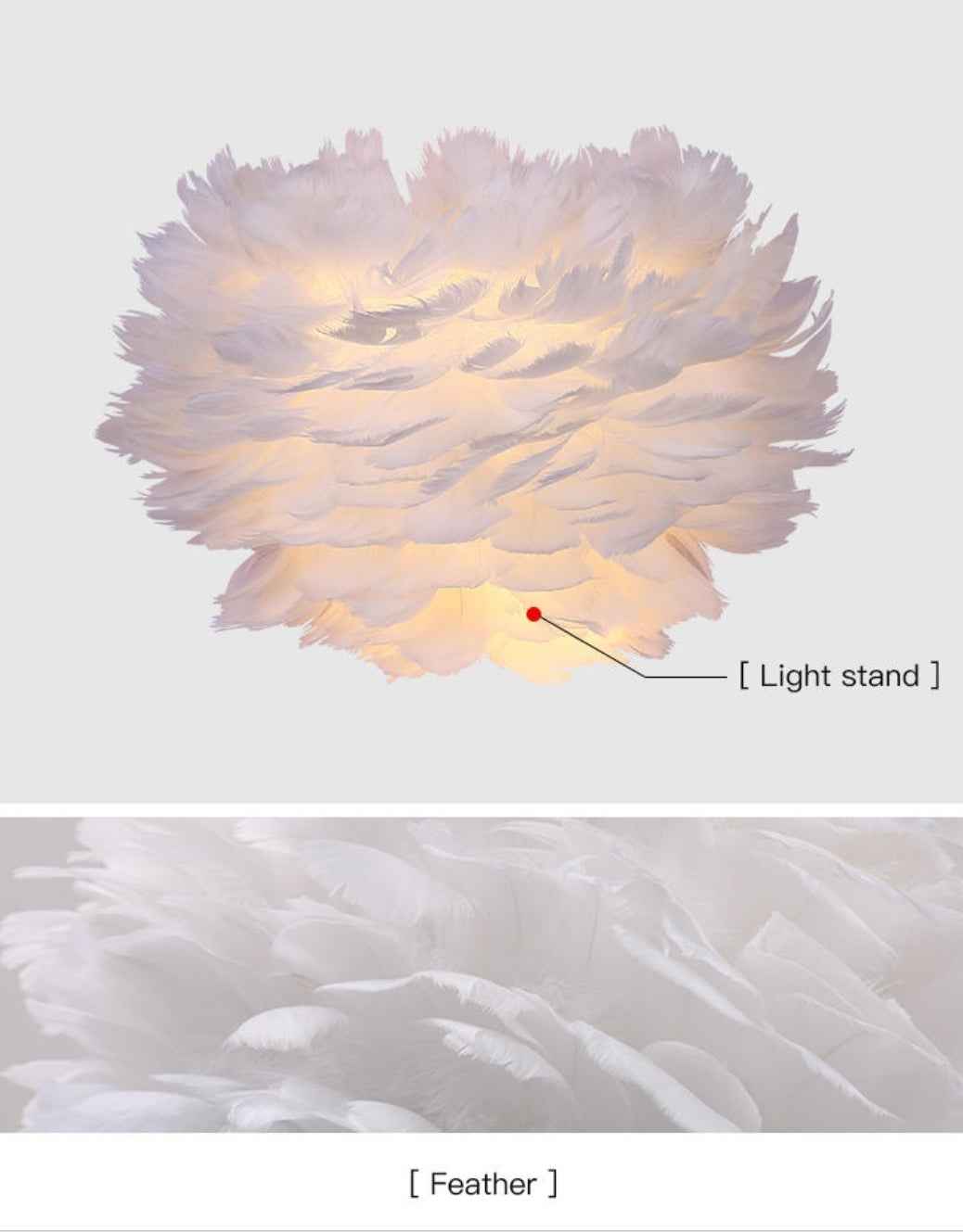 Ivory Feather Round Wall Lamp