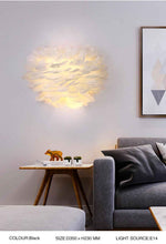 Ivory Feather Round Wall Lamp