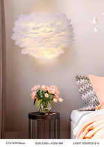 Ivory Feather Round Wall Lamp