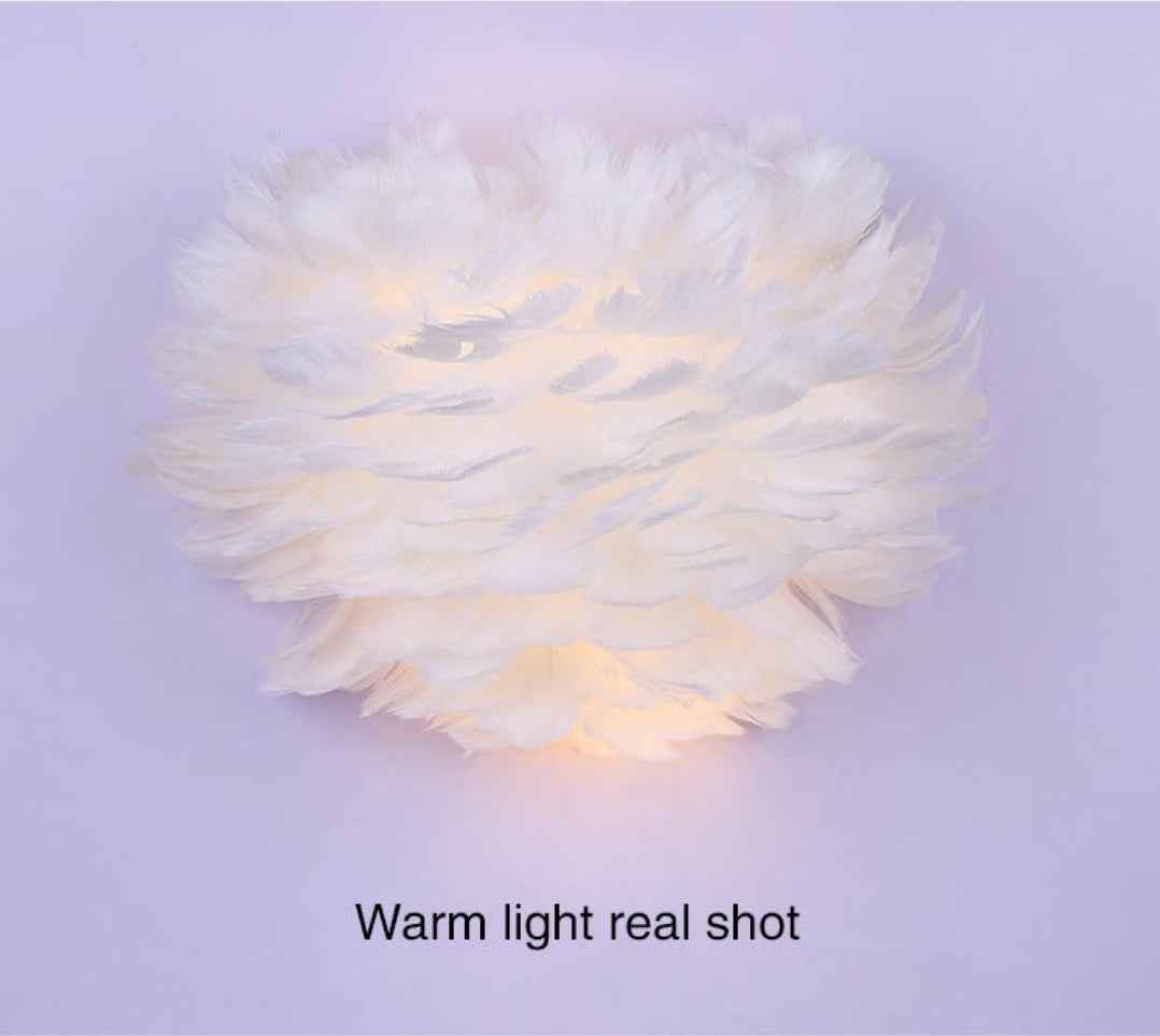 Ivory Feather Round Wall Lamp