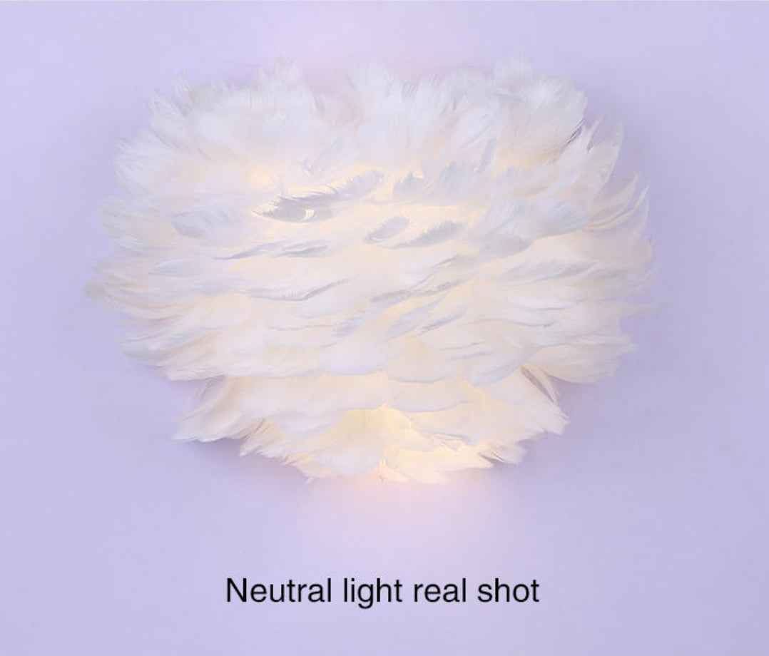Ivory Feather Round Wall Lamp