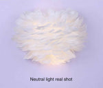 Ivory Feather Round Wall Lamp