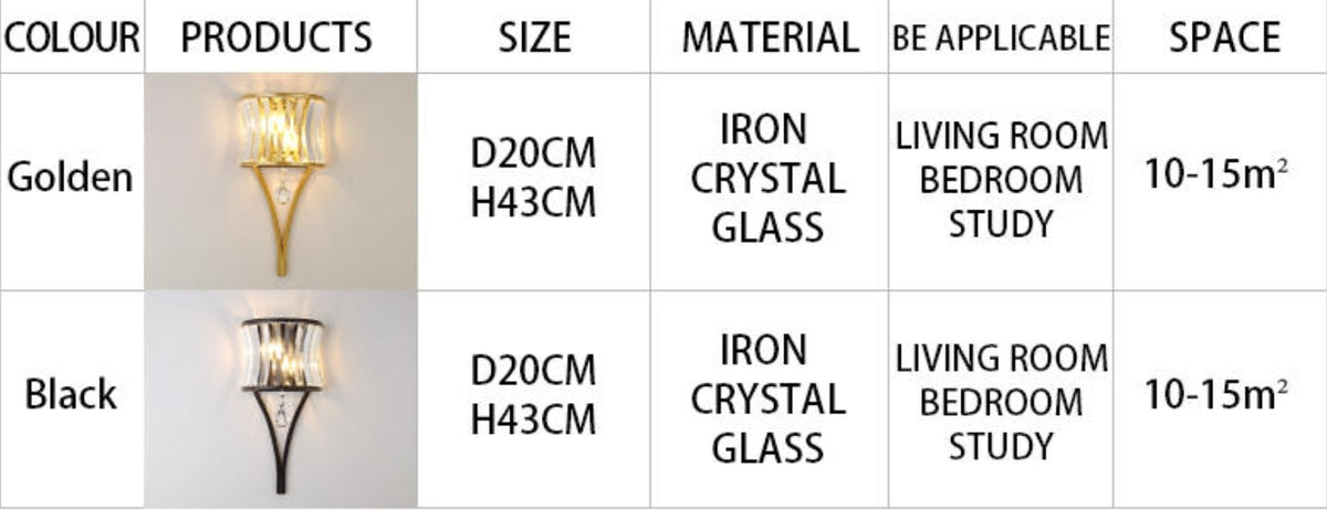 Crystal Suncatcher Feng Shui Wall Lamp Diamond- Black/Gold - Reflect Lighting