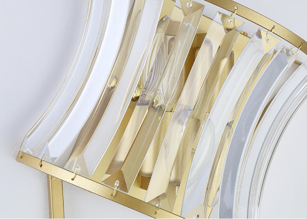 Crystal Suncatcher Feng Shui Wall Lamp Diamond- Black/Gold - Reflect Lighting