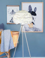 Ivory Feather Round Floor Lamp- Black/White/Chrome - Reflect Lighting