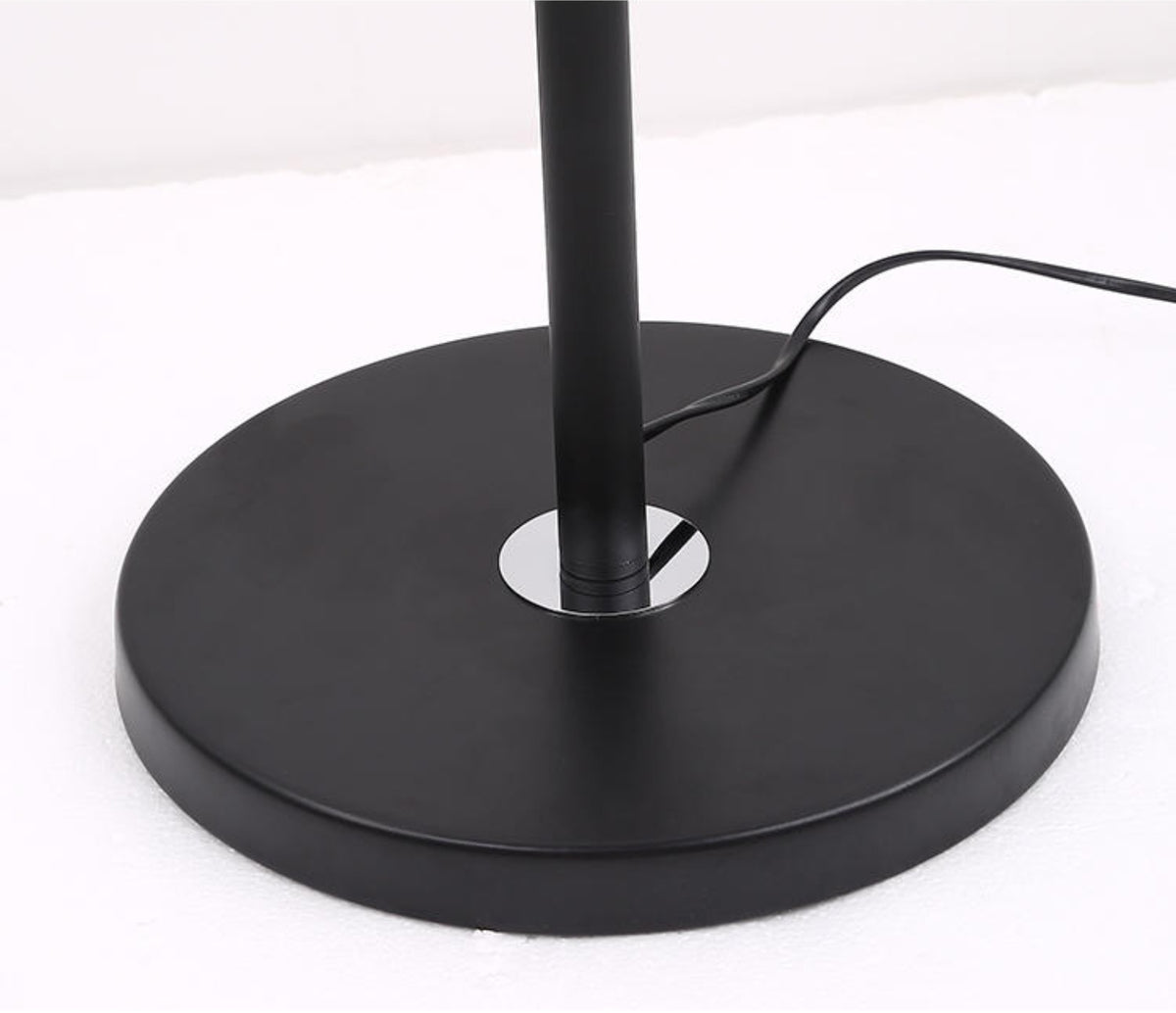 Ivory Feather Round Floor Lamp- Black/White/Chrome - Reflect Lighting