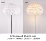 Ivory Feather Round Floor Lamp- Black/White/Chrome - Reflect Lighting